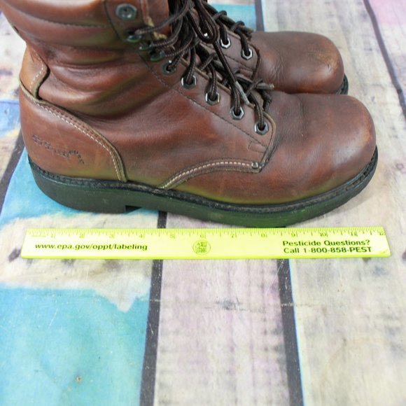 DD TUFF Brown Leather Ankle Lace-up Steel Toe Work Boots Size 9 - Picture 8 of 9